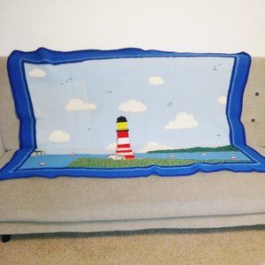 Elizabeth Mainor Original knitted throw blanket Coastalcore Cottagecore